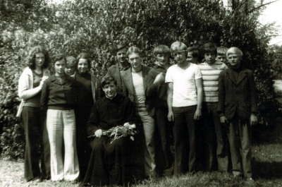 1975r Lekcja religii w Macoszynie Dużym u Pani Steć